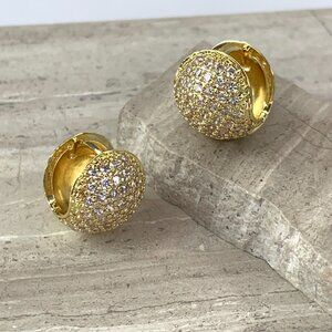 NEW ~ Anthropologie Crystal Ball Huggie Earrings